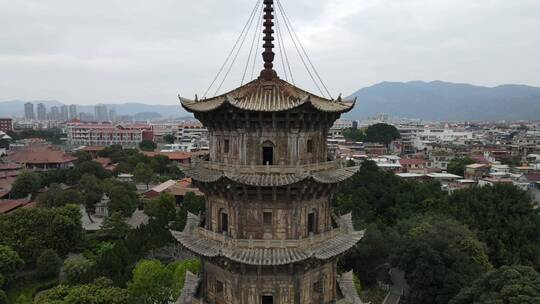 大气 航拍 福建 泉州 西街 东西塔 开元寺