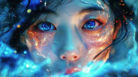 蓝色星光粒子光线眼部瞳孔科技视效梦幻背景