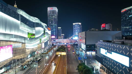 上海五角场夜景航拍