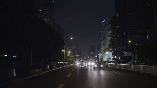 夜晚汽车车辆道路空镜夜景车流交通公路车戏