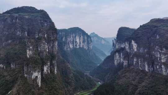 湖南湘西吉首矮寨峡谷航拍