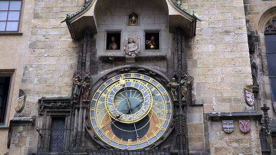 布拉格老城天文钟楼下钟特写镜头