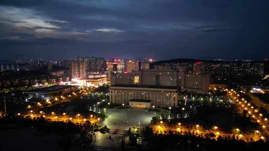 航拍江西宜春市政府夜景