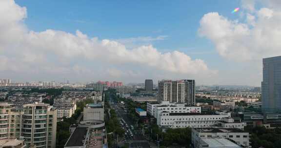 高处眺望苏州新区城市建筑