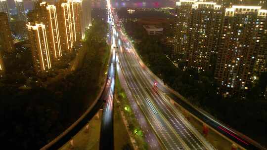 杭州滨江机场城市大道立交桥夜景延时