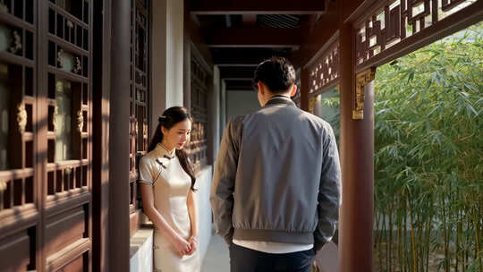 古巷邂逅的男女