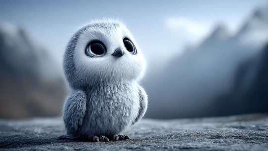 雪地萌宠：毛茸茸小猫头鹰的治愈凝视
