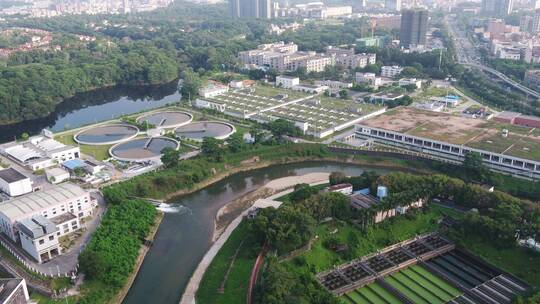 航拍深圳龙华区观澜绿化及河流视频素材模板下载