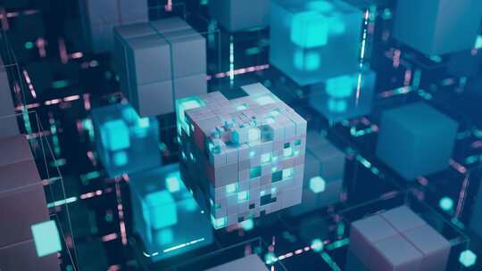 立方体、区块链、Cgi、3d