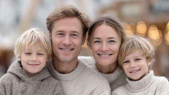 幸福家庭温馨笑容洋溢着希望