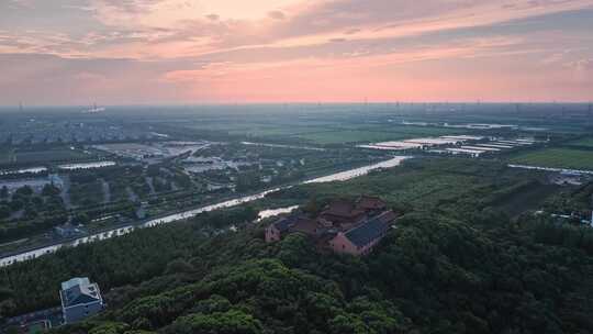 延时航拍小昆山园山顶九峰寺