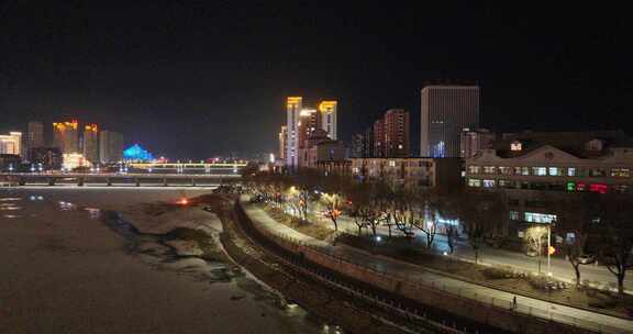 通化浑江两岸夜景航拍