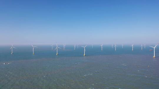 海上风车发电风力发电大海航拍平潭