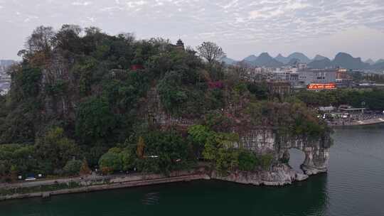 广西桂林象山景区桂林象鼻山航拍