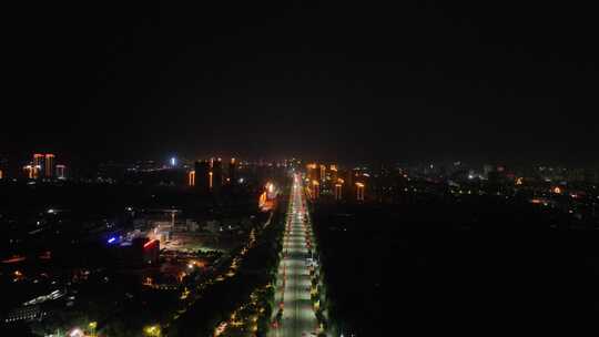 夜晚道路航拍马路公路交通晚上城市道路夜景