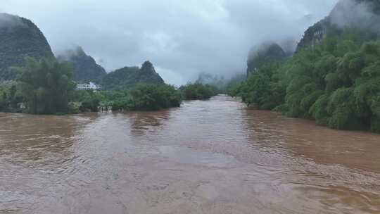 桂林夏季暴雨洪水航拍