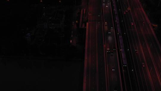 罗山高架路夜景航拍