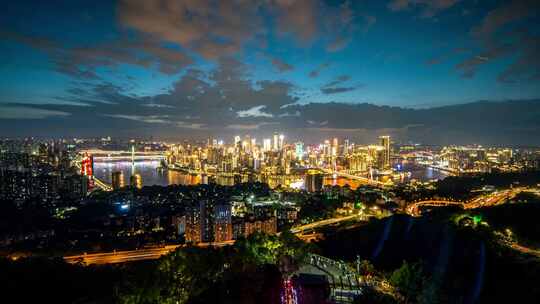 重庆城市天际线夜景延时摄影