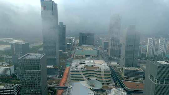 航拍合集冬季平流雾中的厦门环东海域新城