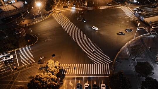 陆家嘴十字路口夜景航拍