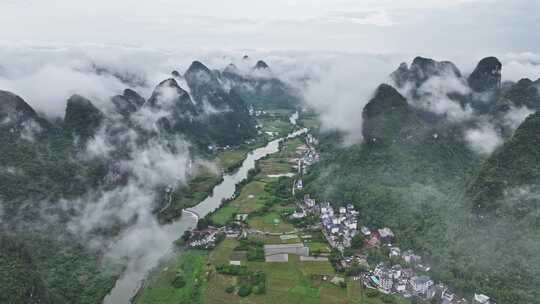 航拍美丽的桂林阳朔遇龙河自然风光