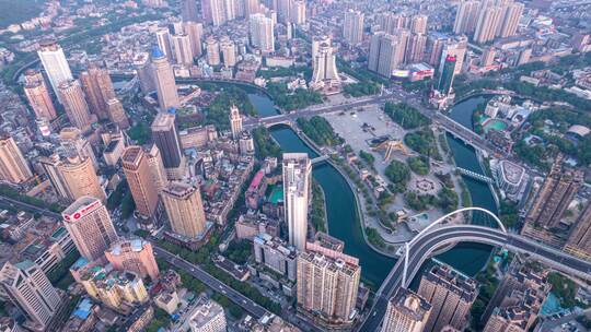 8K俯瞰贵阳筑城广场城市建筑交通航拍延时