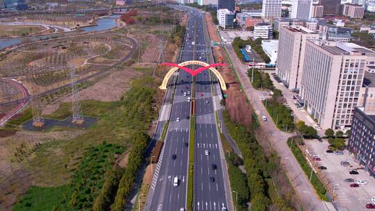 航拍上海浦东外高桥自贸区视频素材模板下载