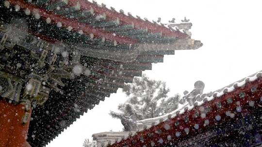 寺庙雪景唯美