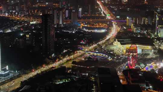 湖南长沙城市夜景航拍视频素材模板下载
