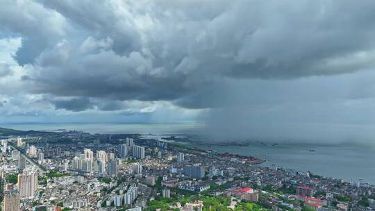 广西北海雨瀑极端天气航拍