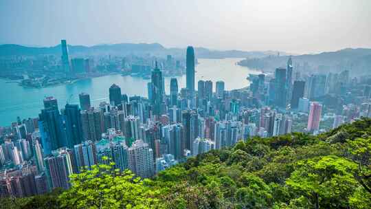 香港太平山日景延时_香港CBD_香港城市