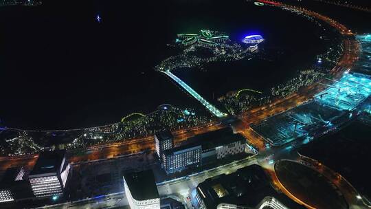 上海临港滴水湖夜景烟花秀【4K】视频素材模板下载