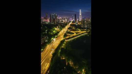 深圳罗湖笋岗路夜景车流延时（竖幅）