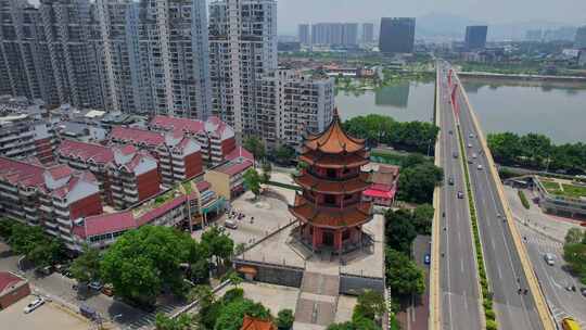 航拍漳州城市建筑风光