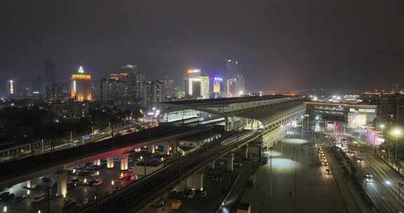 珠海站夜景航拍