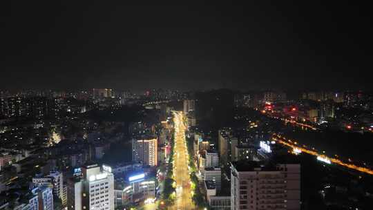 航拍四川自贡夜景自贡城市风光