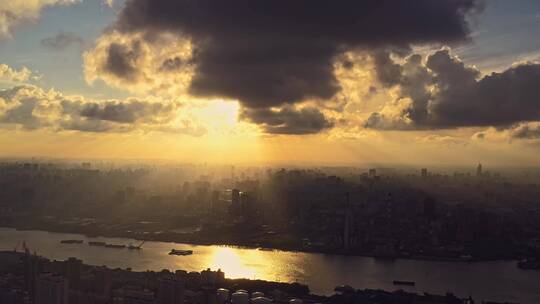 上海陆家嘴黄浦江全景风光