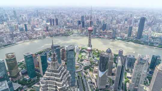 中国上海城市天际线的时移