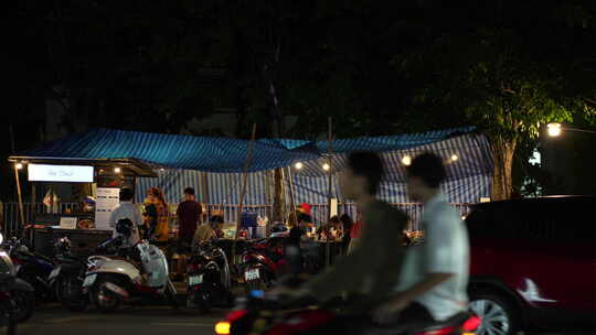 泰国曼谷越南河内城市夜幕晚霞落日车辆车流