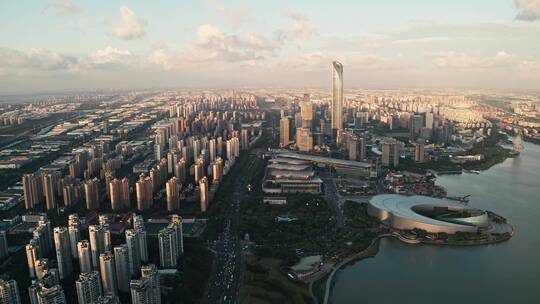 中国江苏苏州金鸡湖湖东城市风景