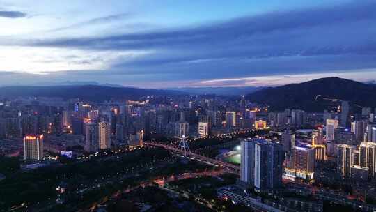 青海西宁夜景航拍