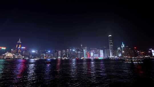 香港维多利亚湾夜景灯光秀视频素材模板下载
