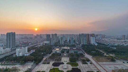 贵港新世纪广场日落延时视频