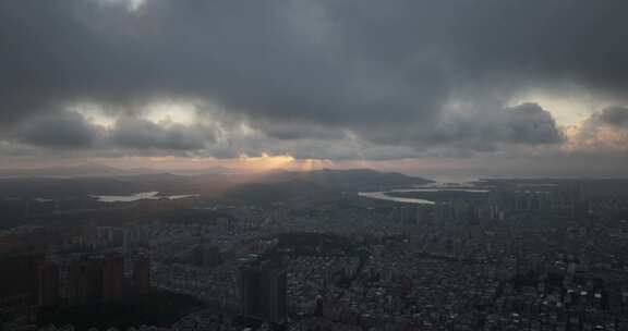 平潭海岛傍晚晚霞航拍