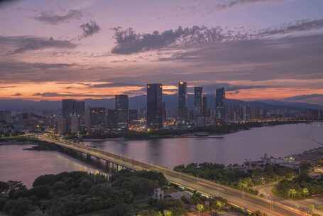 福州台江闽江北岸延时 中央商务区CBD