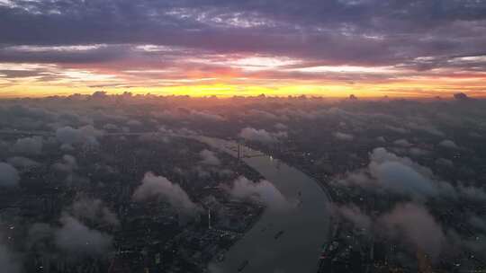 黄浦江日出 上海日出 上海 城市台风天