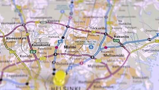 欧洲路线图芬兰首都赫尔辛基。