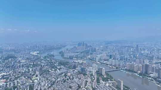 福州大景航拍闽江两岸城市建筑风光福州全景