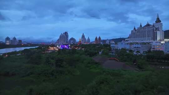 西双版纳告庄西双景夜景航拍