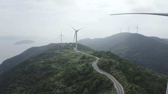原创航拍LOG台州玉环1号公路风力发电4K-2-5